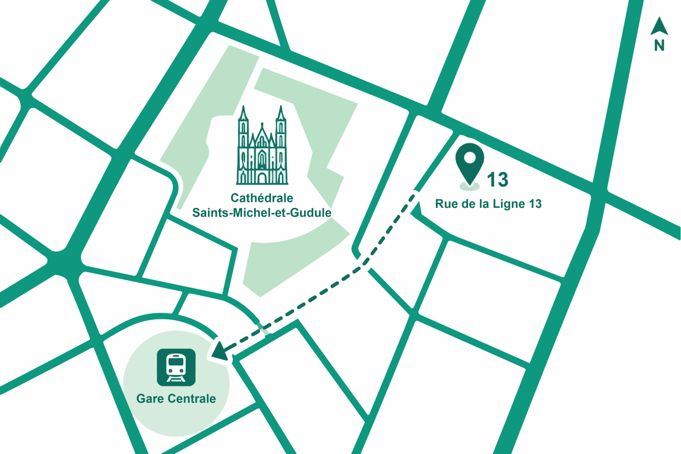 Carte Vectorielle De Bruxelles Avec Itinéraire